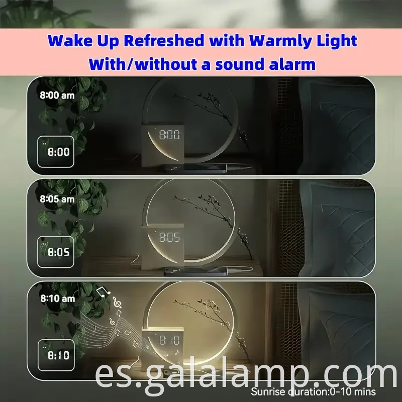 Sunrise despertador con 10 sonidos de ruido blanco para una lámpara de sueño profundo